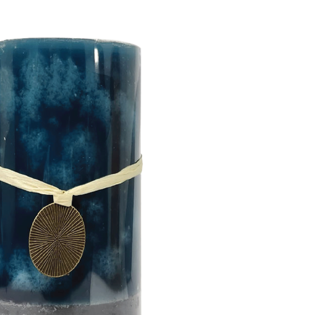 BLUEBELL Blue Pillar Candle
