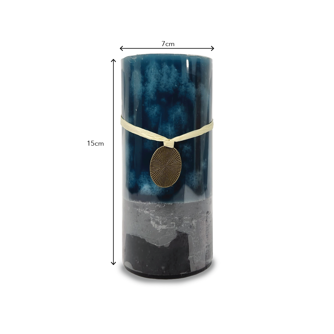 BLUEBELL Blue Pillar Candle