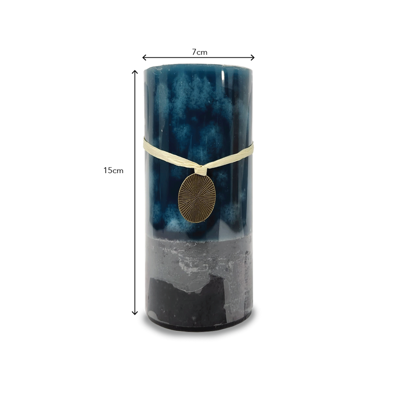 BLUEBELL Blue Pillar Candle