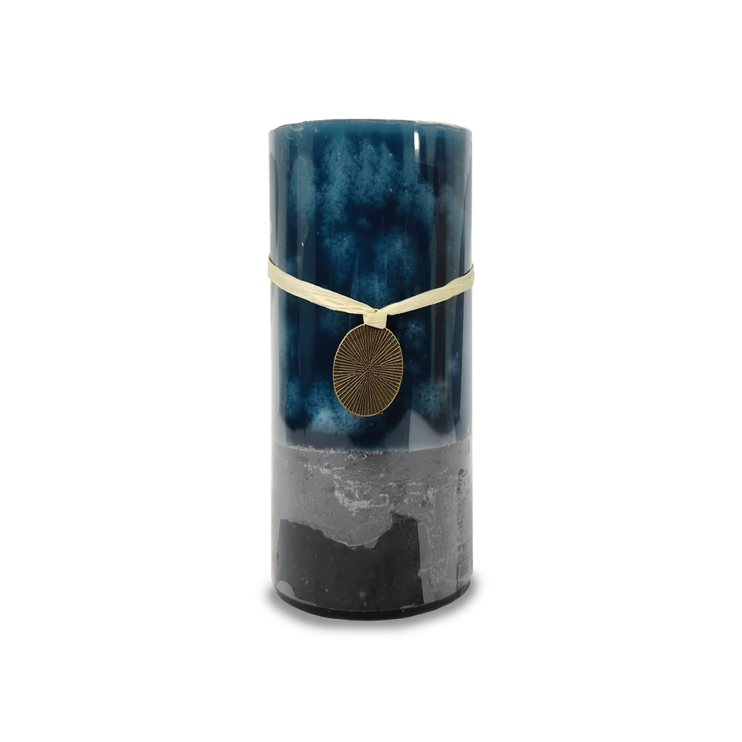 BLUEBELL Blue Pillar Candle