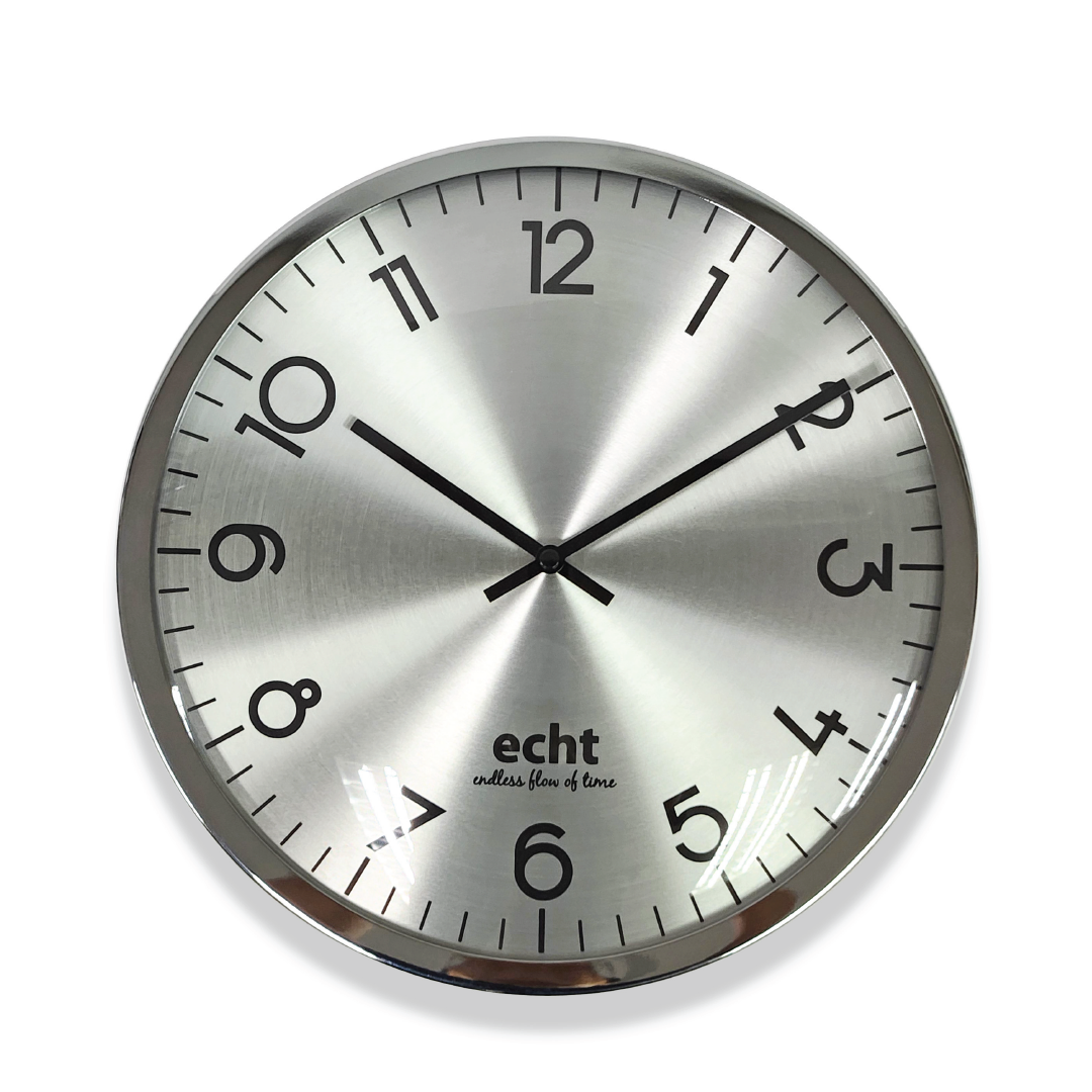 ECHT 12" Aluminium Dial Silent Metal Wall Clock With Dome Glass