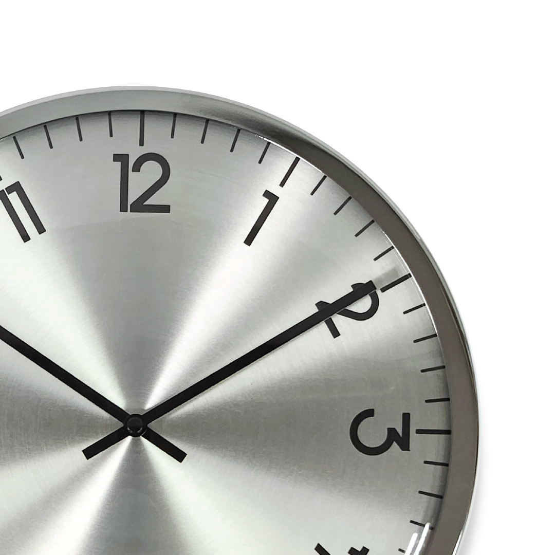ECHT 12" Aluminium Dial Silent Metal Wall Clock With Dome Glass