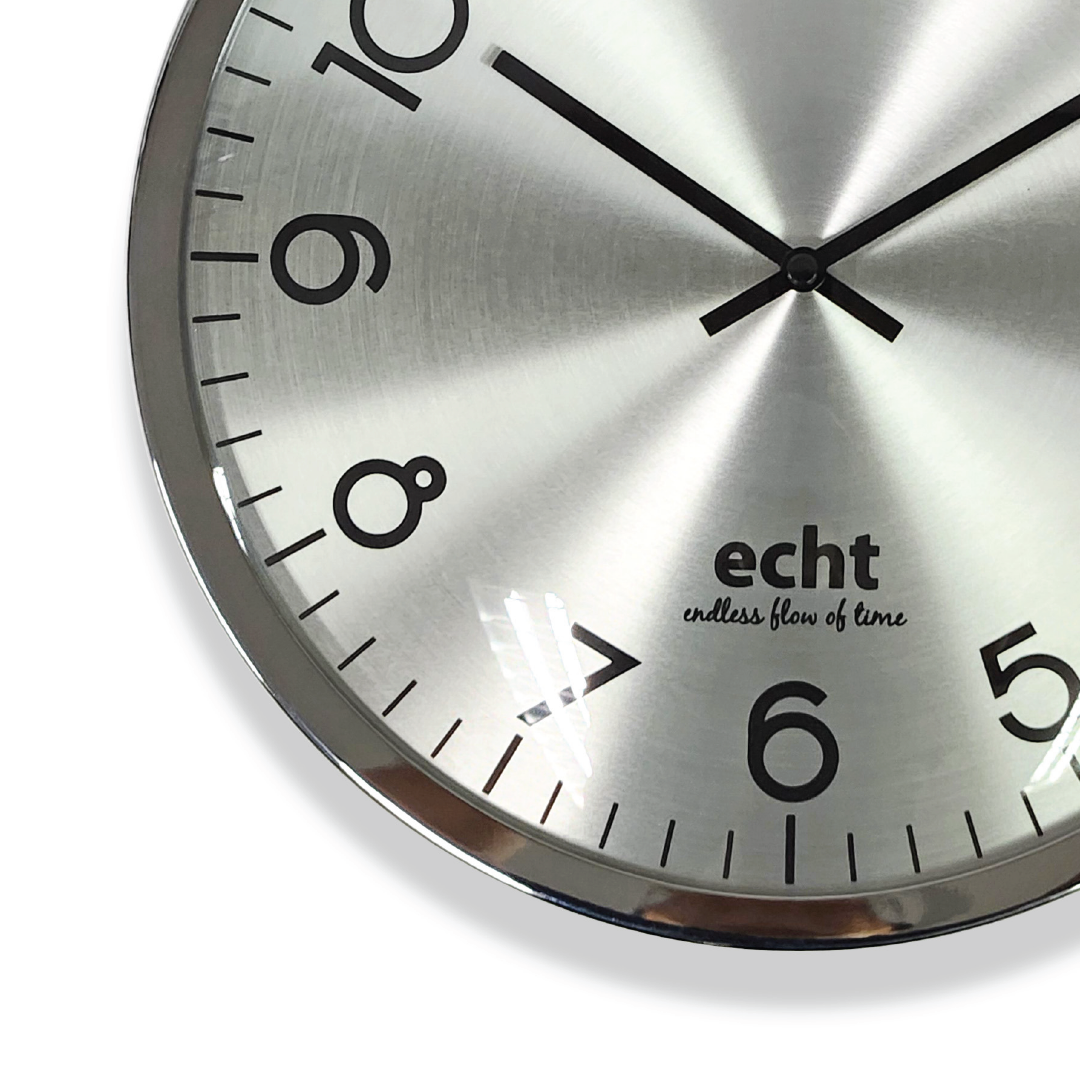 ECHT 12" Aluminium Dial Silent Metal Wall Clock With Dome Glass