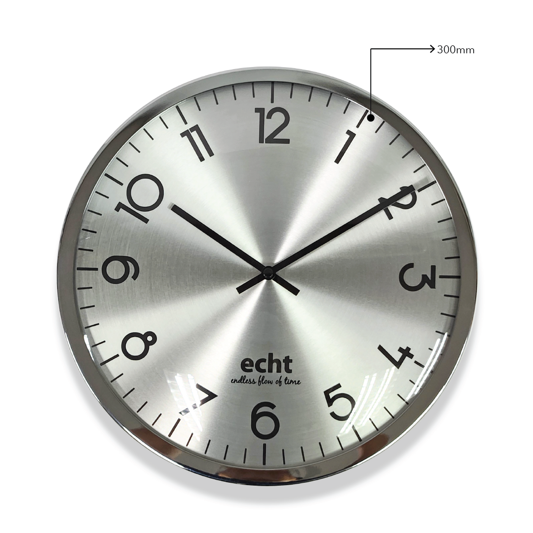 ECHT 12" Aluminium Dial Silent Metal Wall Clock With Dome Glass