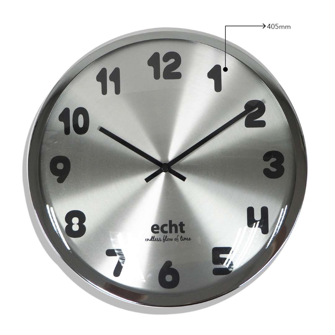 ECHT 12" Aluminium Dial Silent Metal Wall Clock With Dome Glass