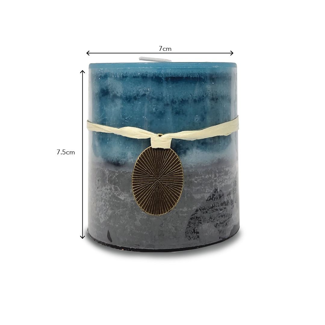 BLUEBELL Blue Pillar Candle