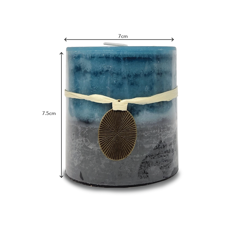 BLUEBELL Blue Pillar Candle