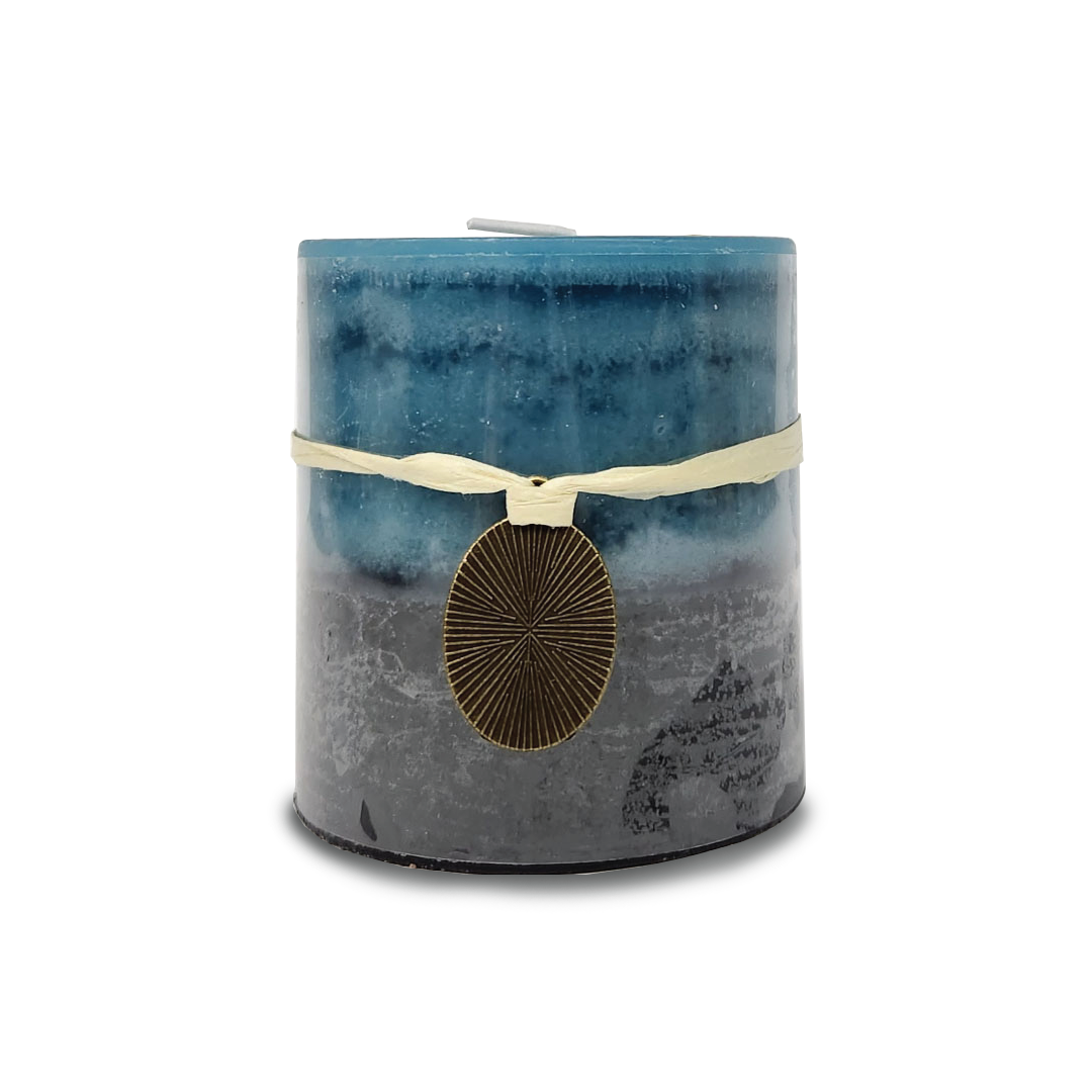 BLUEBELL Blue Pillar Candle