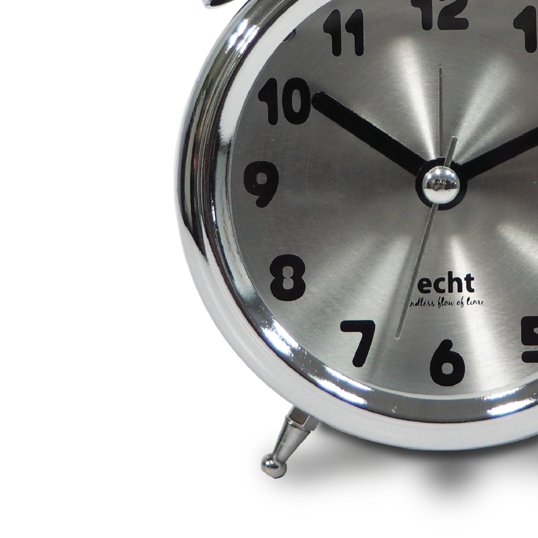 ECHT 3" Aluminium Dial Silent Metal Alarm Clock With Backlight