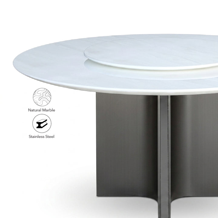 AKSA Round Natural Marble Dining Set