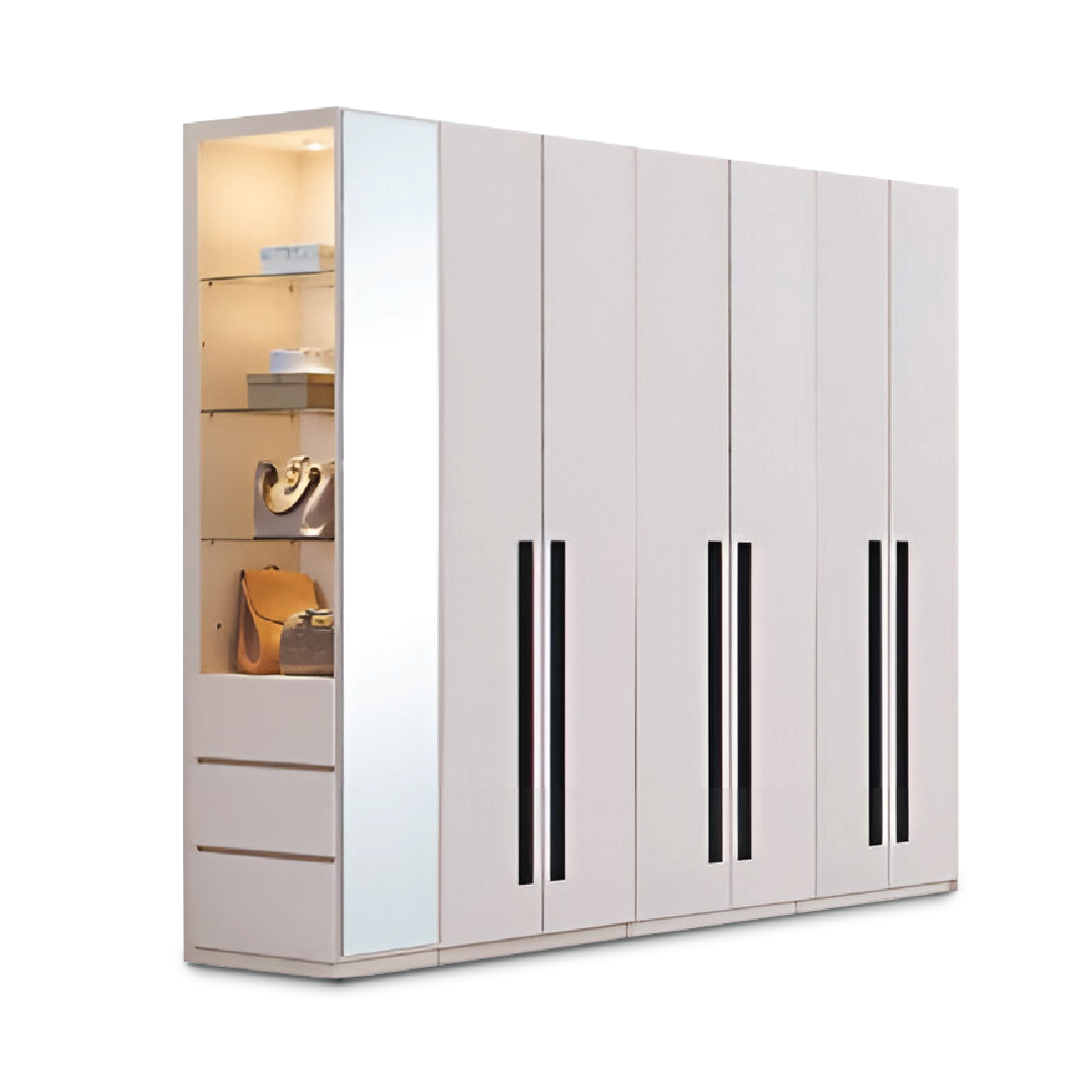 ALABASTER Wardrobe with Side Cabinet & Mirror