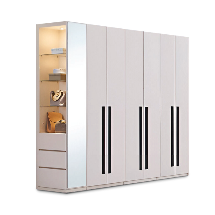 ALABASTER Wardrobe with Side Cabinet & Mirror