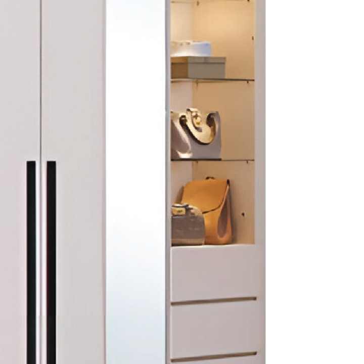 ALABASTER Wardrobe with Side Cabinet & Mirror