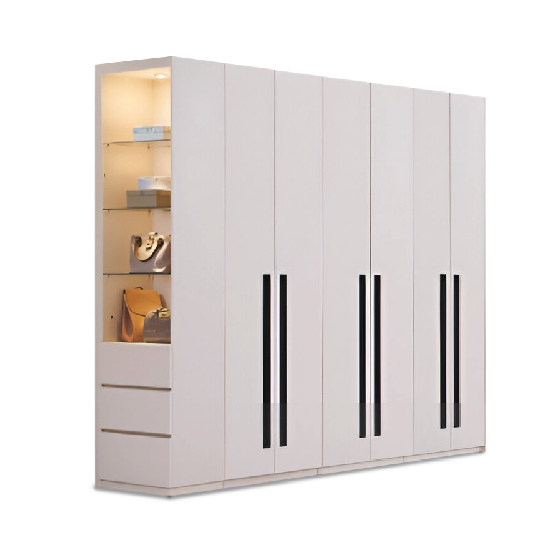 ALABASTER Wardrobe with Side Cabinet & Mirror