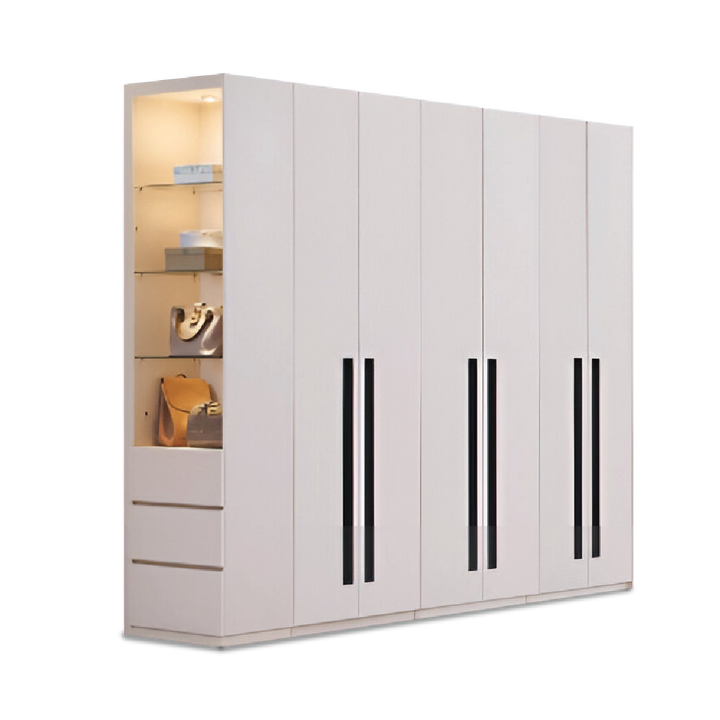 ALABASTER Wardrobe with Side Cabinet & Mirror