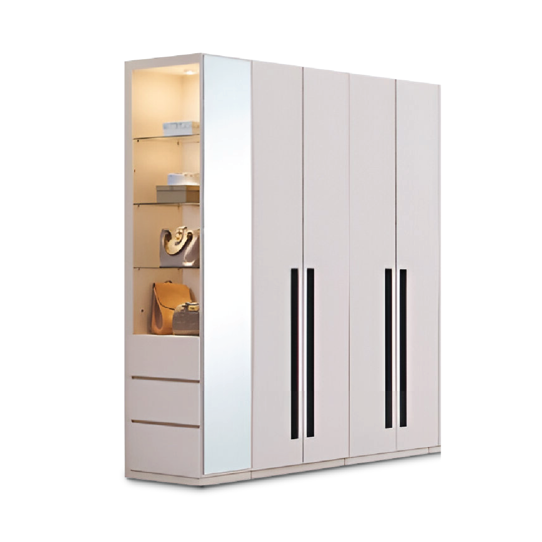 ALABASTER Wardrobe with Side Cabinet & Mirror