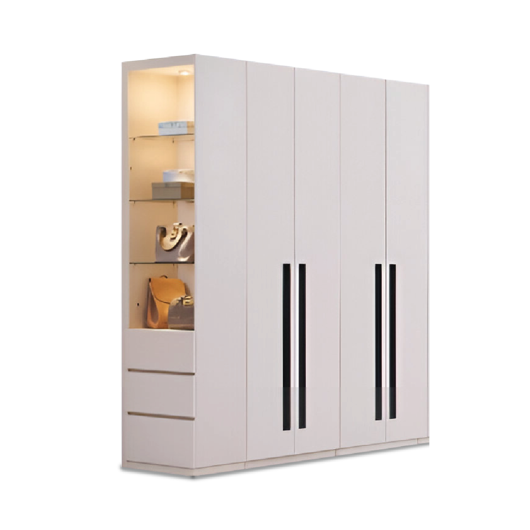 ALABASTER Wardrobe with Side Cabinet & Mirror