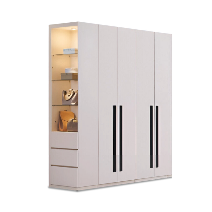 ALABASTER Wardrobe with Side Cabinet & Mirror