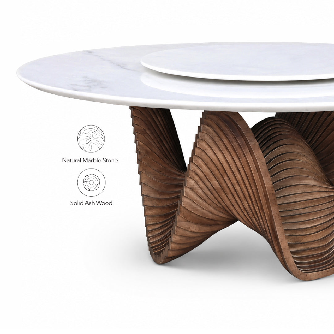 ALESSA Round Natural Marble Dining Table
