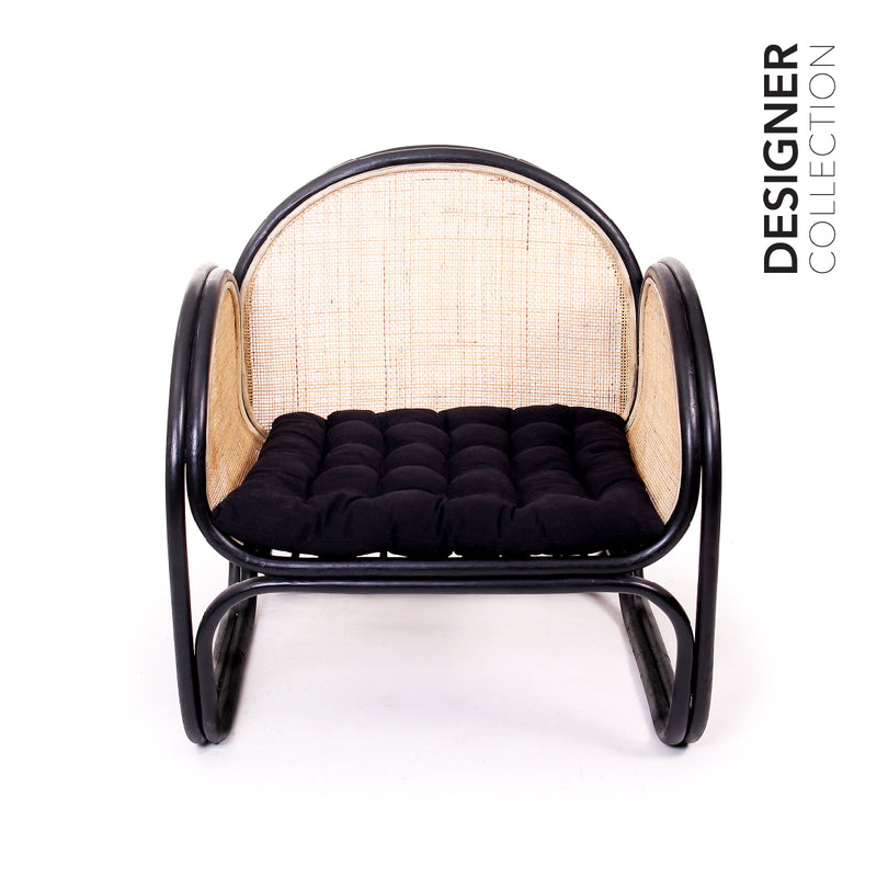 ALVA Lounge Chair Solid Black & Natural