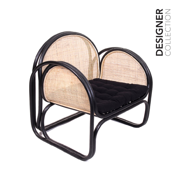 ALVA Lounge Chair Solid Black & Natural