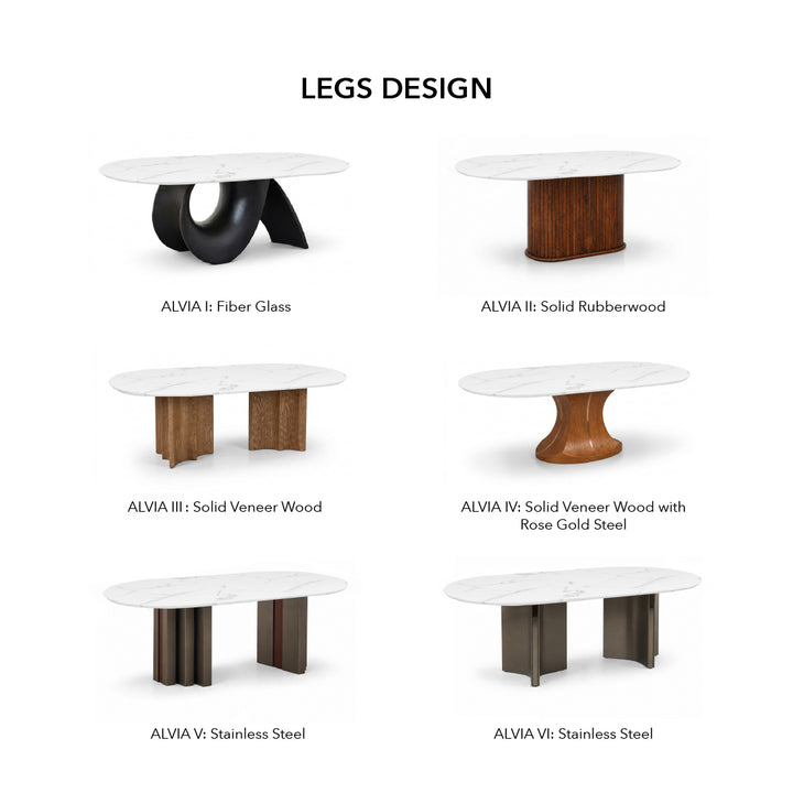 ALVIA Marble Oval Dining Table
