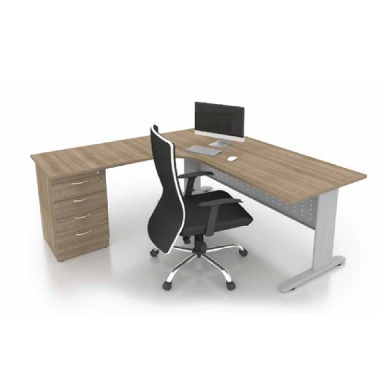 ARCO-J L-Shape Office Table with 4D Pedestal