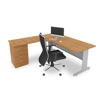 ARCO-J L-Shape Office Table with 4D Pedestal