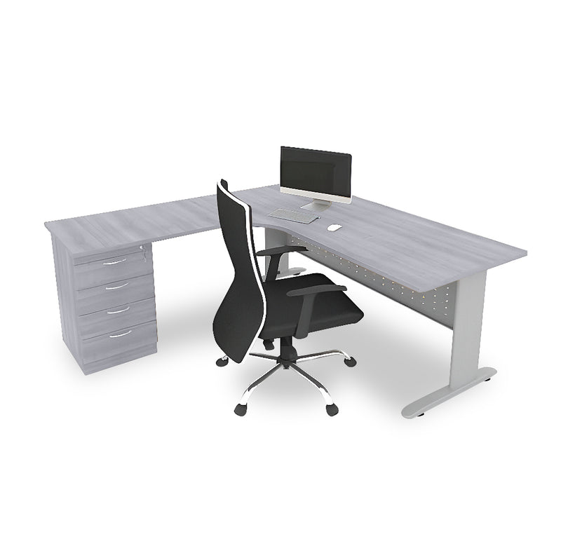 ARCO-J L-Shape Office Table with 4D Pedestal – MAJUHOME eStore