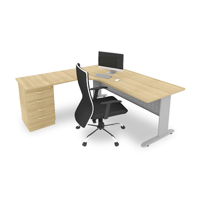 ARCO-J L-Shape Office Table with 4D Pedestal