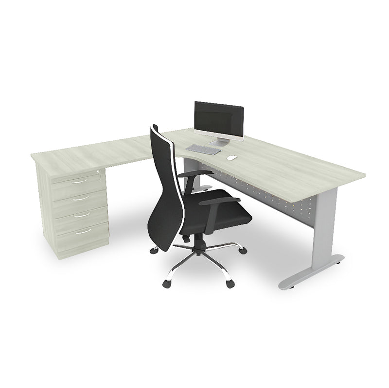 ARCO-J L-Shape Office Table with 4D Pedestal