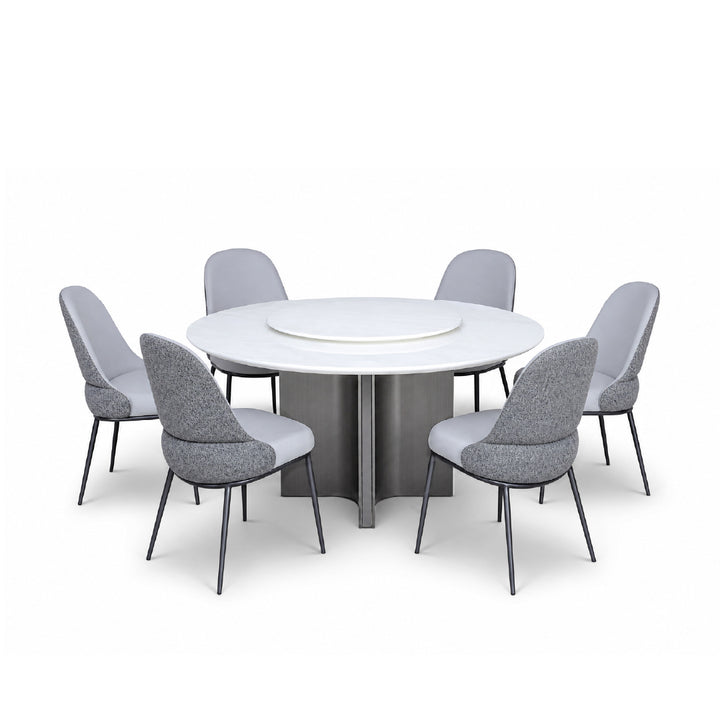 AKSA Round Natural Marble Dining Set