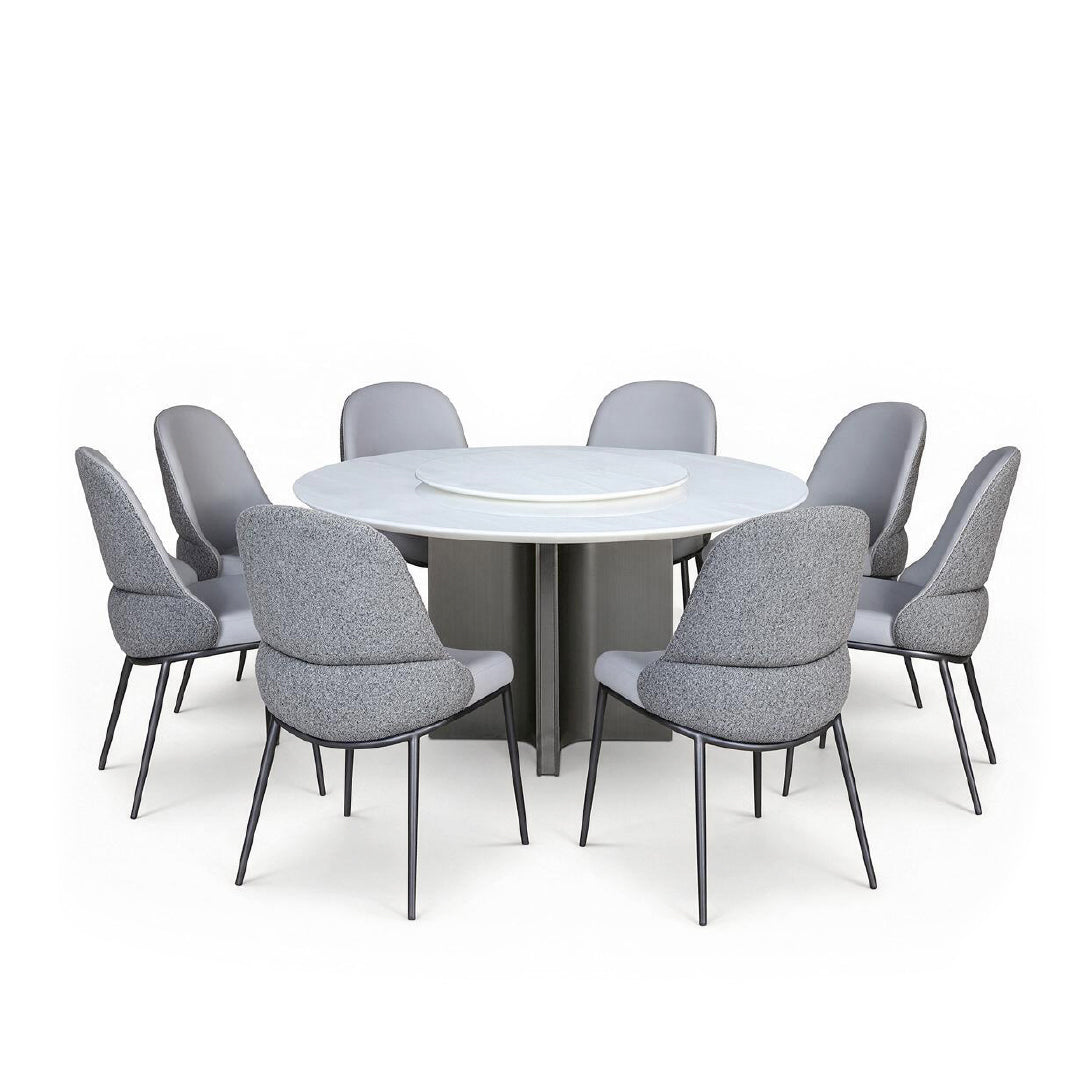 AKSA Round Natural Marble Dining Set