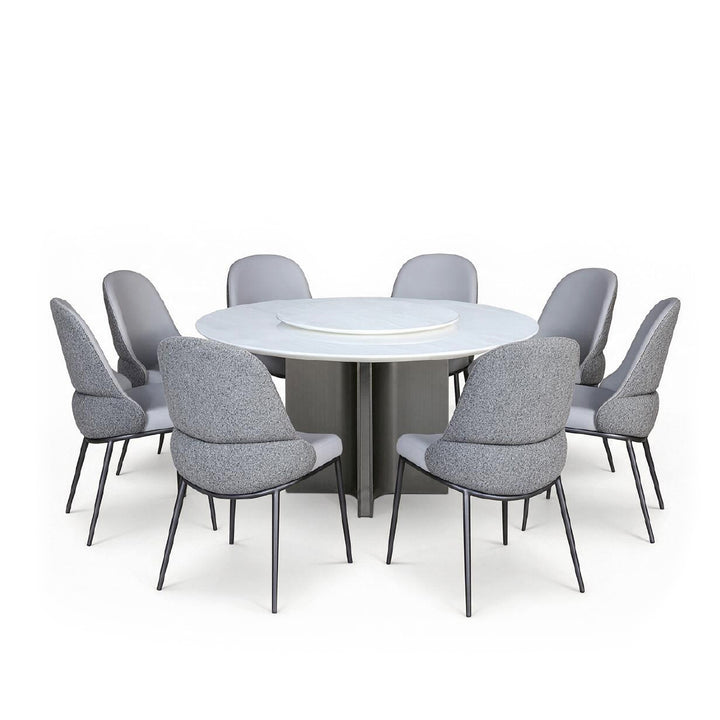 AKSA Round Natural Marble Dining Set