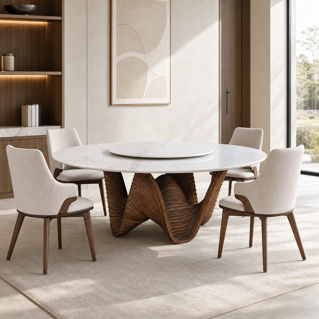 ALESSA Round Natural Marble Dining Table