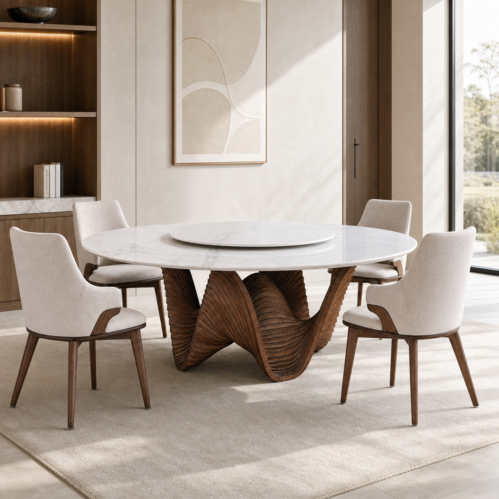 ALESSA Round Natural Marble Dining Table