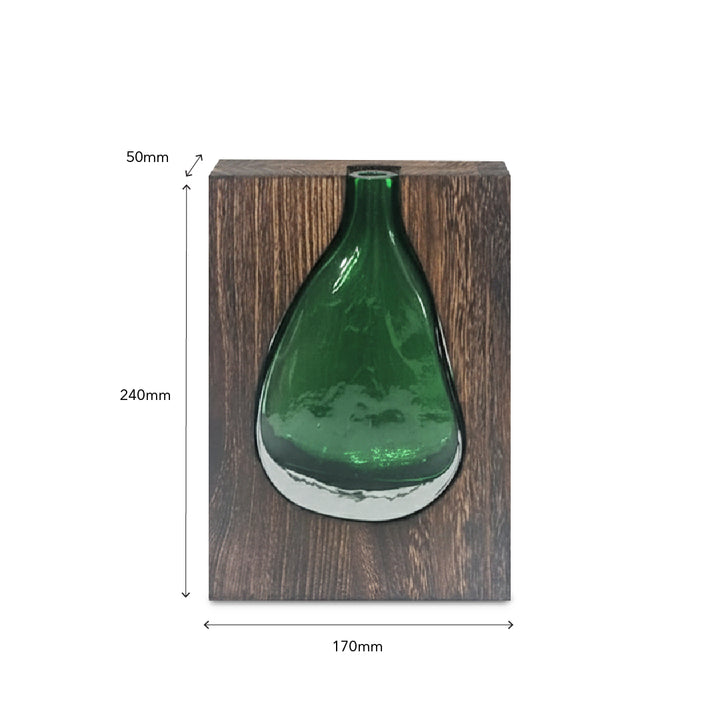 ANJO Green Glass Vase with Wood