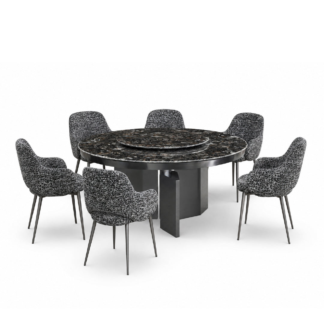 ARANI Round Natural Marble Dining Set