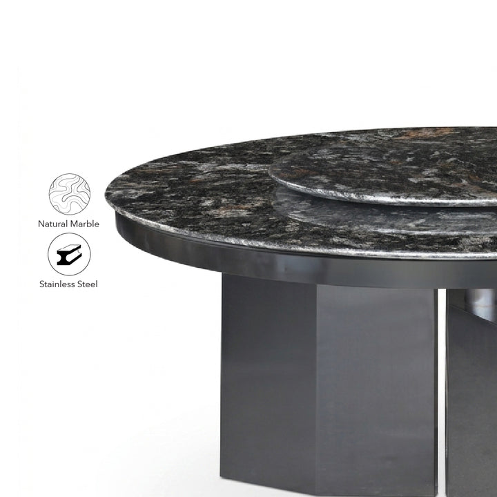 ARANI Round Natural Marble Dining Set