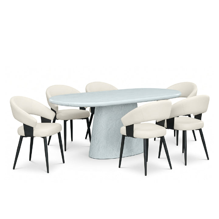 ASTAKA Oval Marble Dining Set