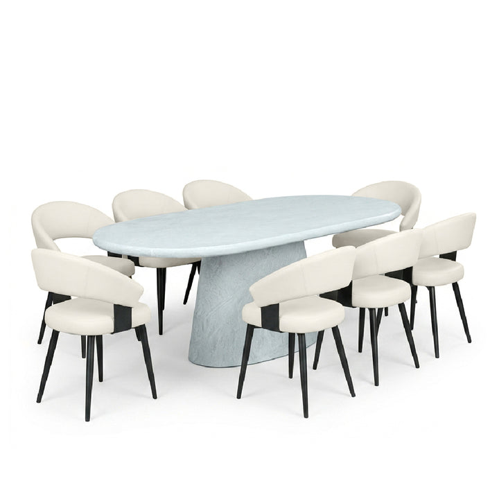 ASTAKA Oval Marble Dining Set