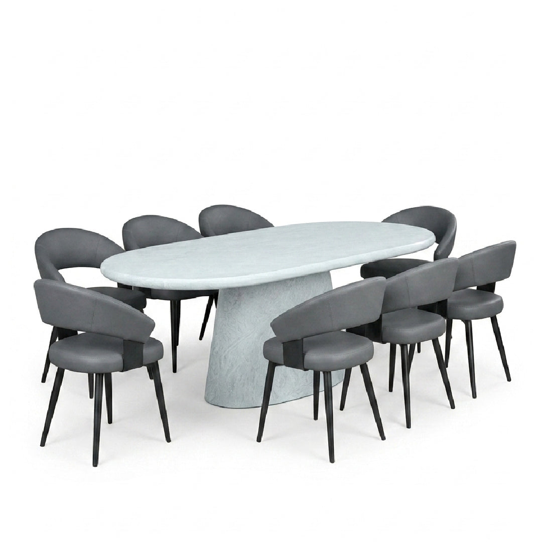 ASTAKA Oval Marble Dining Set
