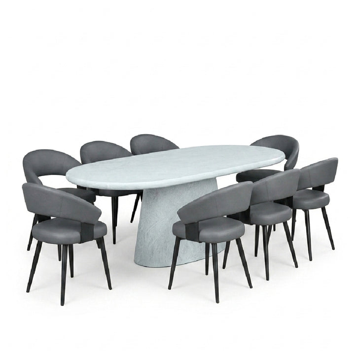 ASTAKA Oval Marble Dining Set