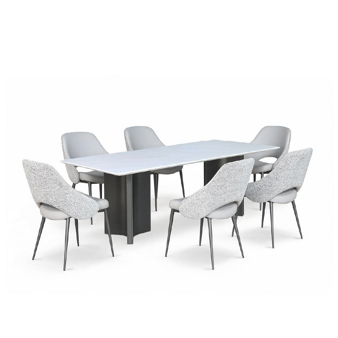 AWAN Natural Marble Dining Set