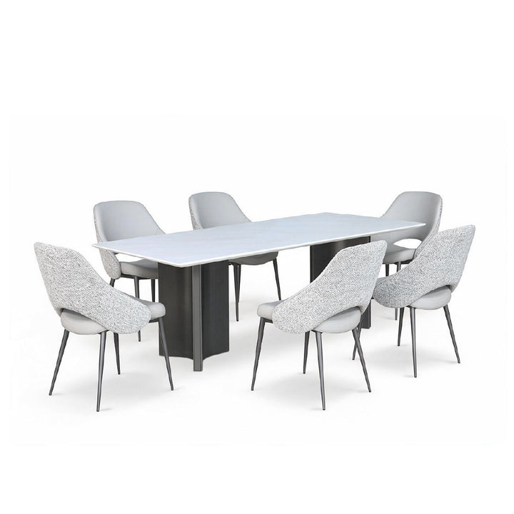 AWAN Natural Marble Dining Set
