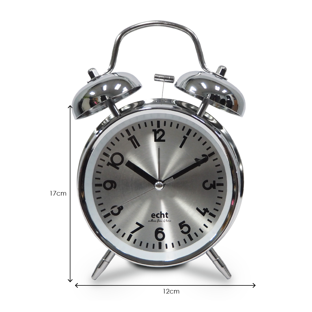ECHT 4" Aluminium Dial Silent Metal Alarm Clock With Backlight