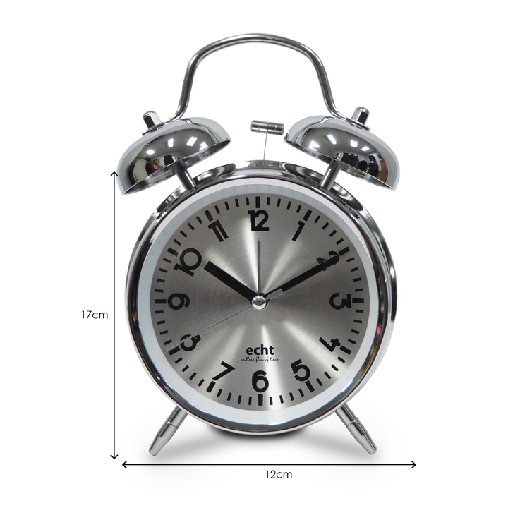 ECHT 4" Aluminium Dial Silent Metal Alarm Clock With Backlight