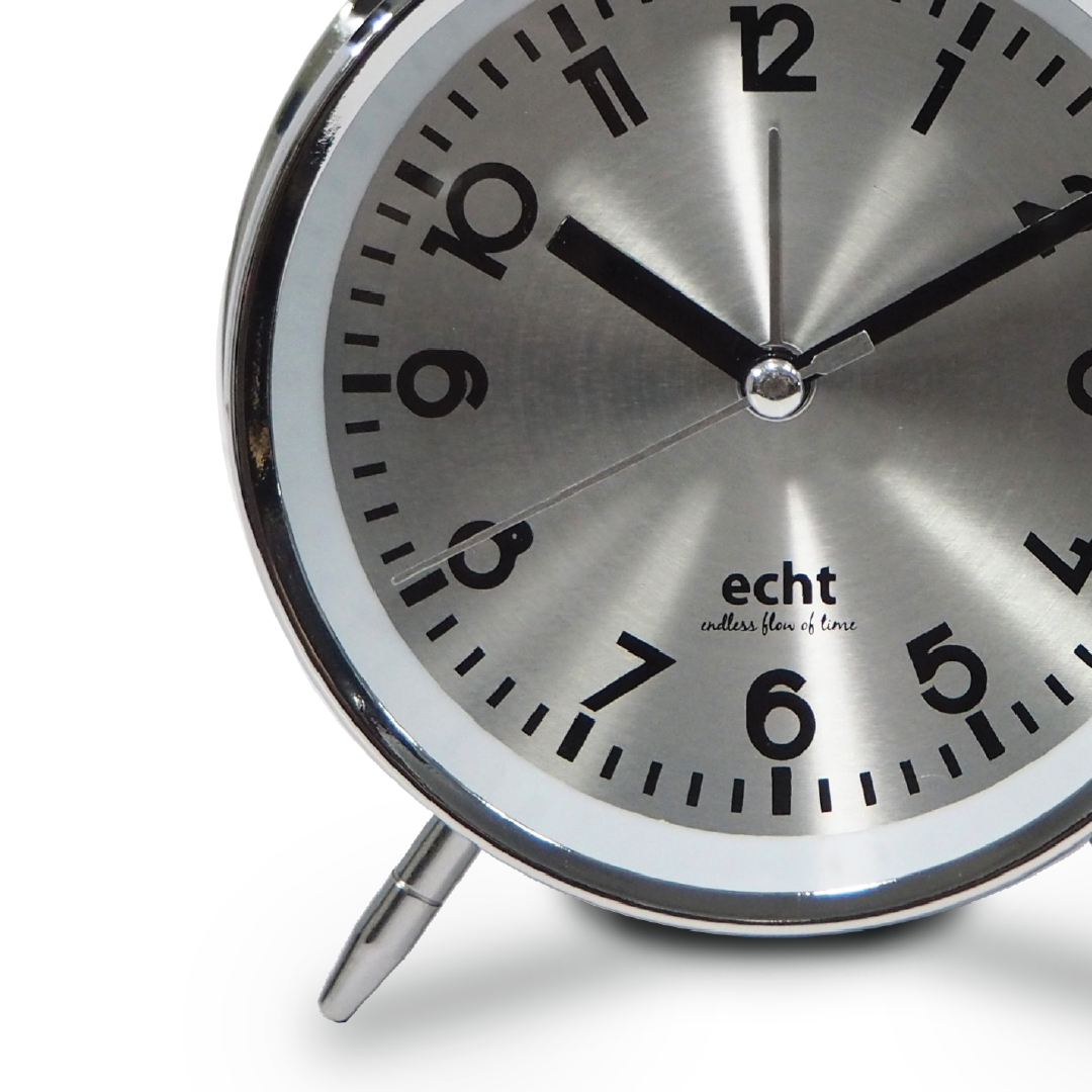ECHT 4" Aluminium Dial Silent Metal Alarm Clock With Backlight