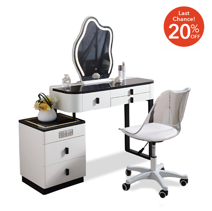 BERTHENY LED Mirror Dresser with Chair