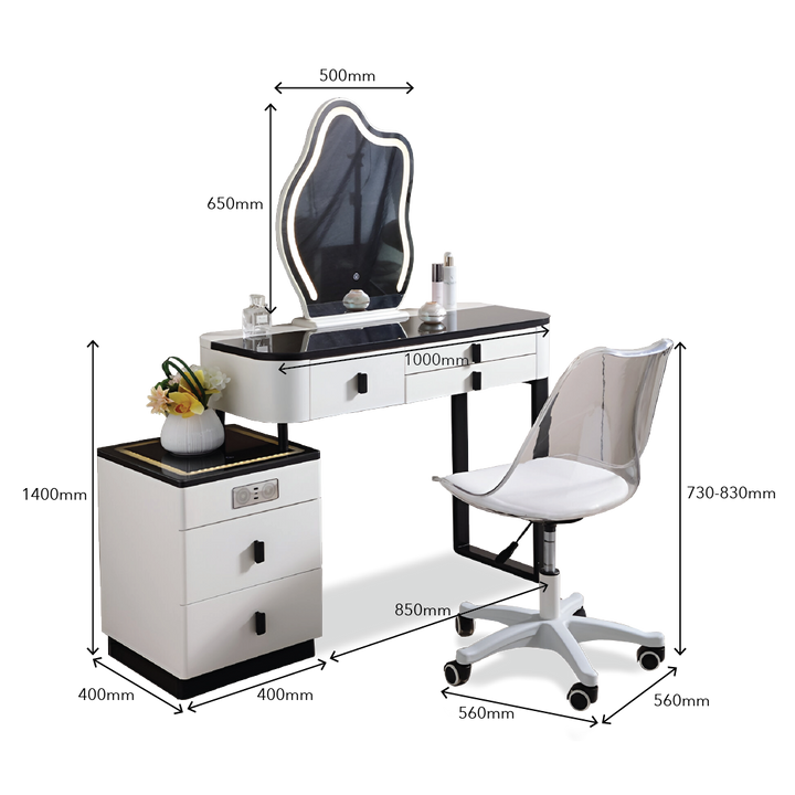 BERTHENY LED Mirror Dresser with Chair